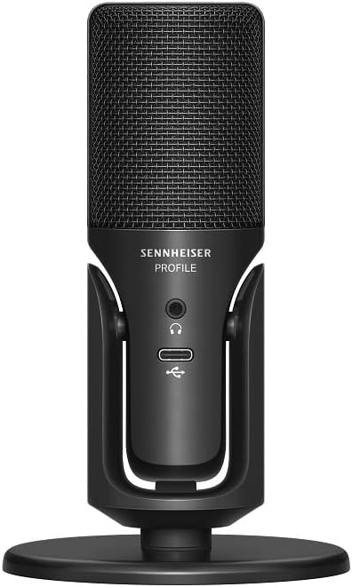 SENNHEISER Professional Profile – USB Cardioid Condenser Microphone & Table Stand, 1.2 m USB-C Cable – Mute Button, Built-in Headphone Jack, Gain, Mix & Volume Control, for PC & Mac,Black